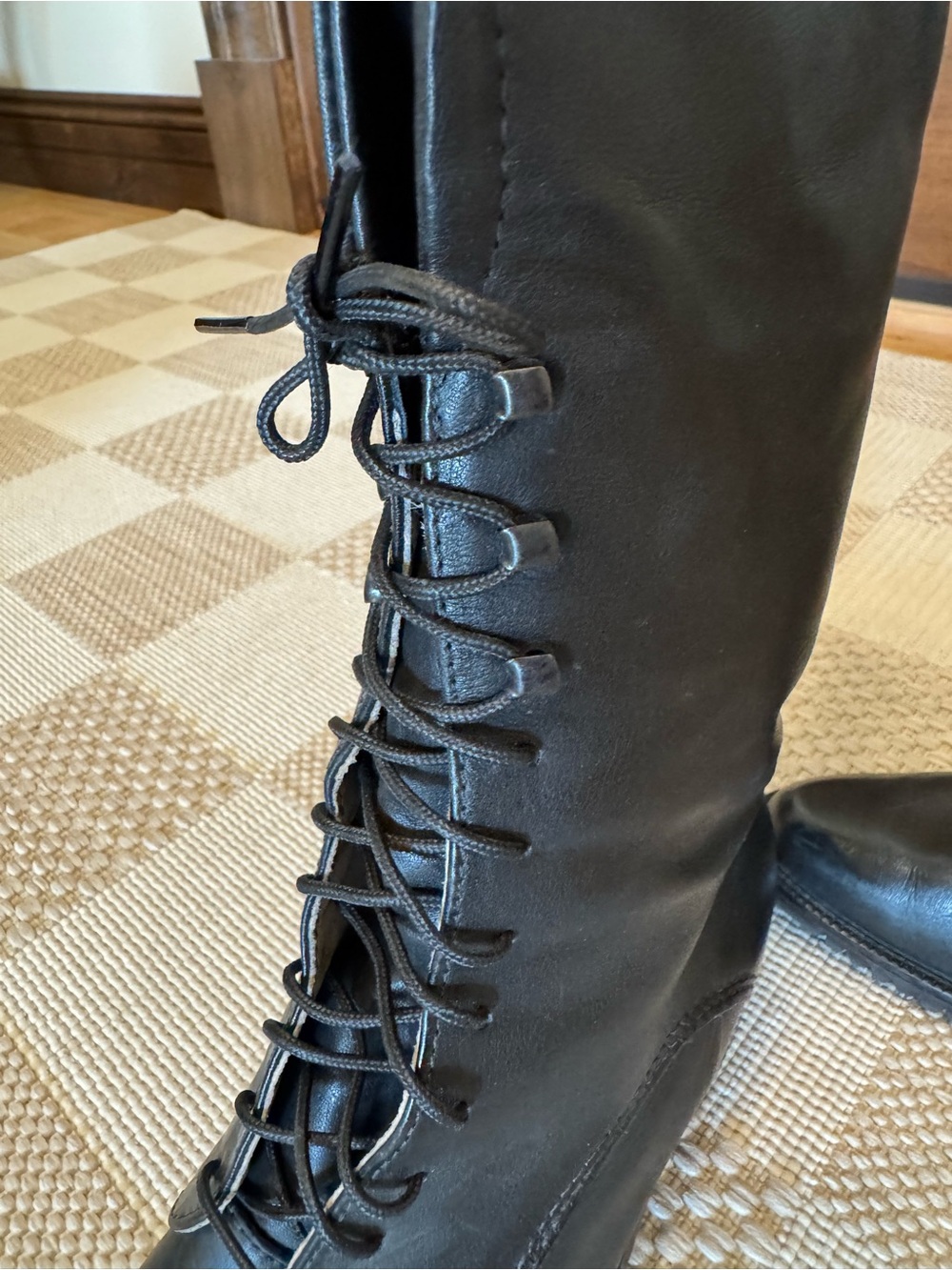 Santana Canada Women’s Black Leather Lace-Up Mid-Calf Boots Size 7 - Picture 7 of 15